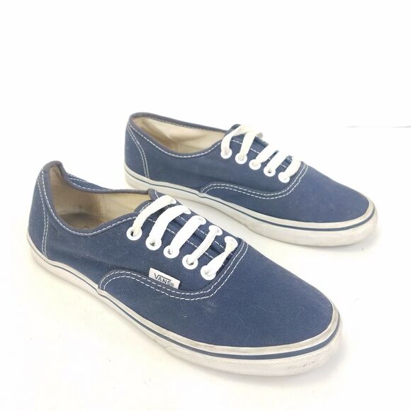 VANS Shoes - Vans Off The Wall Shoes Blue Canvas Lace Up Sneaker Skate Flats Womens Size 7.5